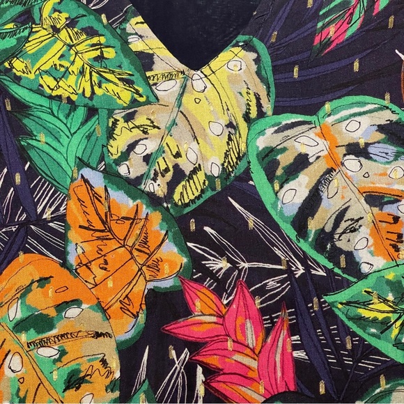 Vilagallo Ruffled Dress size 44 palm leaf design rich colors. Sizing US size 10 - Picture 3 of 9